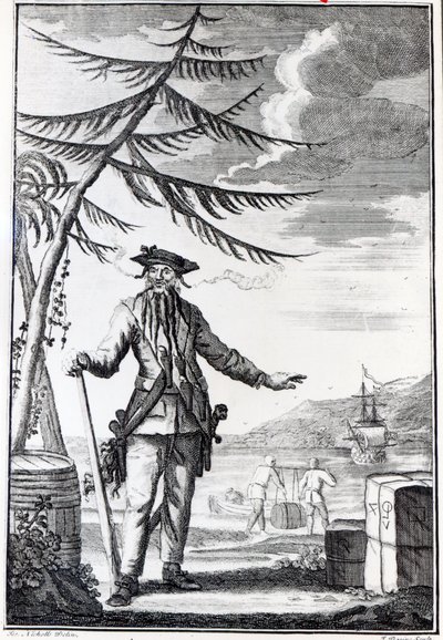 Capitano Teach, comunemente chiamato Barbanera, c.1734 da Thomas Nicholls